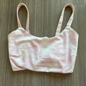 Tie dye light pink and white crop top